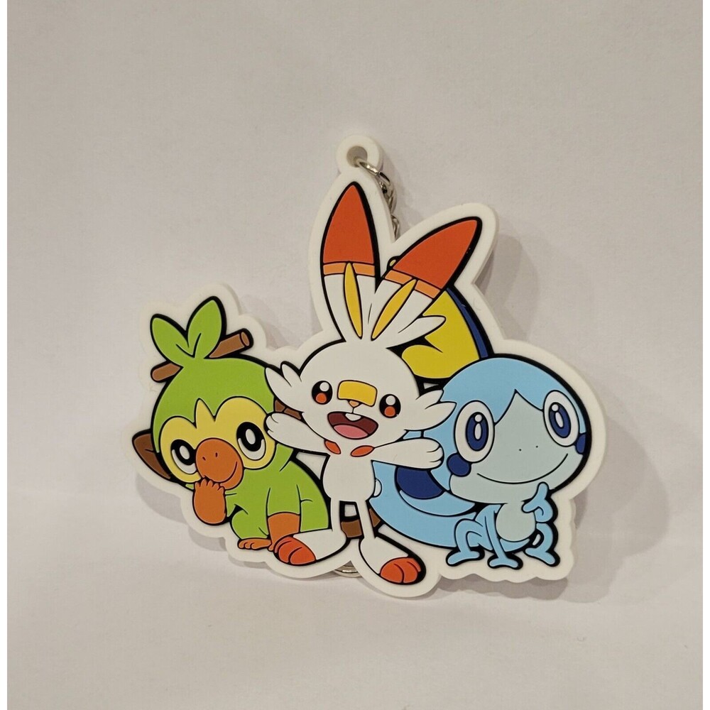 Pokemon Galarian Starter Trio Keychain Bag Dangler Grookey, Scorbunny, Sobble